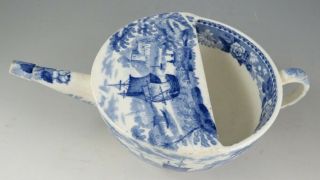 Antique Pottery Pearlware Blue Transfer Wedgwood Blue Rose Feeding Cup 1825 2
