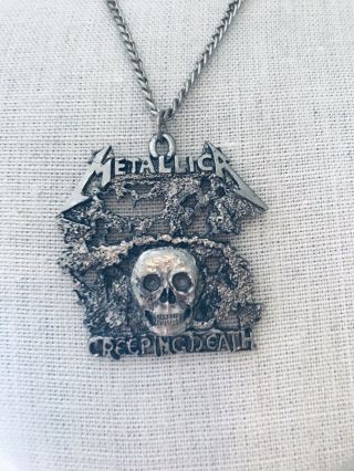 Vintage Retro Jewellery Metal Head Metallica Creeping Death Band Necklace 80s