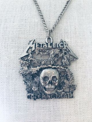 Vintage Retro Jewellery Metal Head Metallica Creeping Death Band Necklace 80s 2