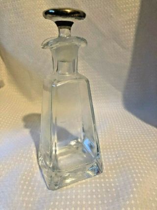 Vintage Oil&vinegar Dressing Etched Glass Bottle Cruet/sterling Stopper