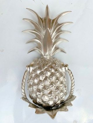 Pineapple Front Door Knocker Silver Solid Brass 10 " Old Style 25 Cm Very Heavy B