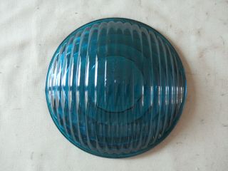 Vintage Blue Kopp Glass Railroad Lens 5 3/8 L 3 1/2 F No Chips,  No Scratches