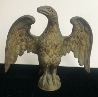 Vintage Antique Eagle Brass Bronze Finial Flag Pole Topper Americana