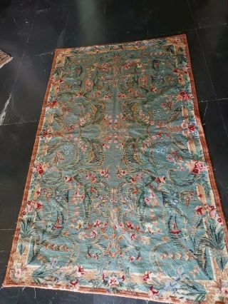 Devine Vintage French Aubusson Rug/tapestry Hand Embroidered Size: 5 X 3 Feet
