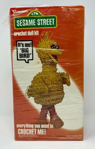 Vintage Vogart Sesame Street Big Bird Crochet Me Doll Kit Complete 1979 9109
