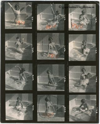 Vintage Bunny Yeager 8 " X10 " Contact Sheet Photograph Sudsy Blonde Bathing Beauty