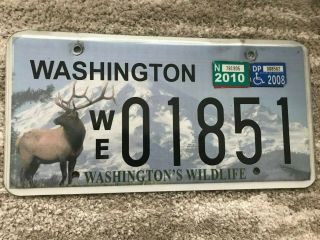 Washington License Plate 01851 Wildlife Deer Elk