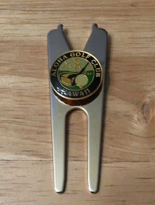 Vintage Aloha Hawaii Golf Club Divot Tool Shirt Button Pin