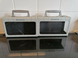 2 X Vintage/retro Sony Tape Cassette Holders Storage Box With Handle