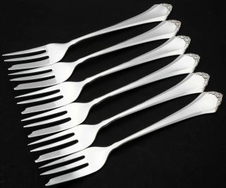 Vintage Lutz & Weiss Mosel Pattern Cake Forks Silver Plated Set Of 6