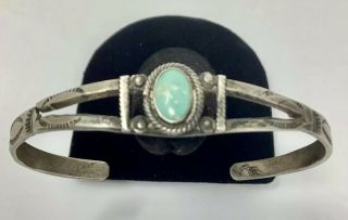 Vintage Old Pawn Navajo Sterling Turquoise Cuff Bracelet 6 7/8” (8.  05g)
