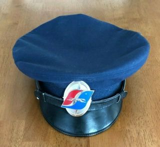 Vintage Greyhound Bus Driver Cap Hat With Badge