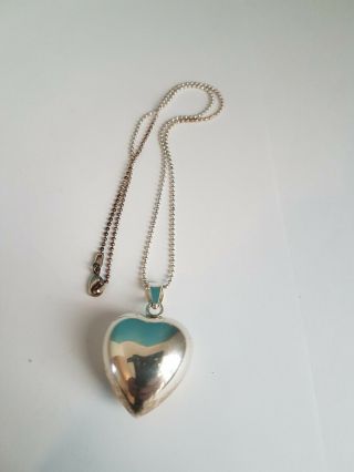 Vintage 925 Sterling Silver Necklace With Heavy Heart Pendant