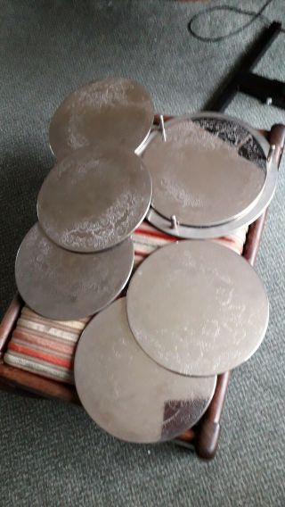 Set of 6 Vintage Silver Plate Placemats on a Stand - Round 7.  8 