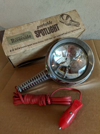 Vintage Chrome Hand Held Portable 12 Volt Spotlight 4 " Ge Bulb Wards
