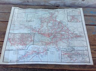 Vintage Map Of Gwr System,  Great Western Railway Uk
