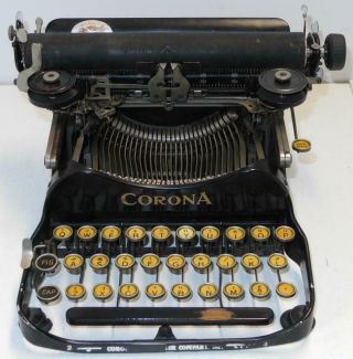 Antique Corona 3 Folding Portable Typewriter Circa 1920 -