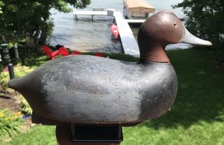 Vintage Andy Meyers Drake Redhead Duck Decoy Hollow - Carved Michigan