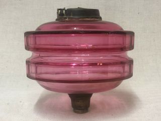 Cranberry / Ruby Red Glass Faceted Oil Lamp Reservoir / Font - Arts & Craft