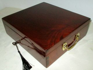 Victorian Solid Mahogany & Brass Desk Top Box With Key