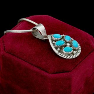 Antique Vintage Sterling Silver Native Navajo Pawn Turquoise Pendant Necklace