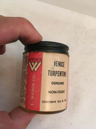 Vintage F Weber Co Venice Turpentine 2 1/2 Oz