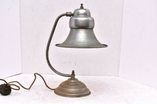 Antique Art Deco Brass Desk Lamp Bell Shaped Shade Gooseneck Table Vintage Light