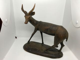 Vintage Antique Black Forest Large Fine Wood Hand Carving Ibex Deer