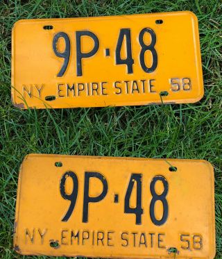 Vintage 1958 York License Plates - Pair