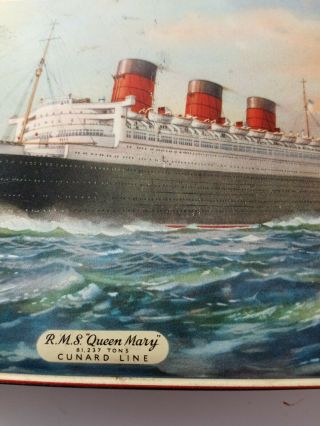 R.  M.  S Queen Mary Cunrad Line Cruise Ship Ocean Liner / Benson Confectionary Tin