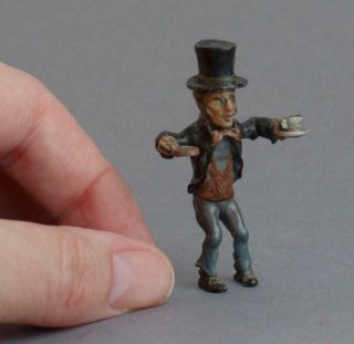 Vintage/antique Cold Painted Bronze Miniature Mad Hatter Alice In Wonderland