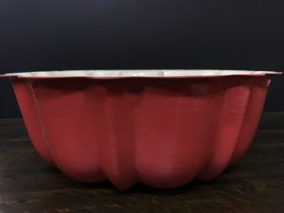 Vintage Red Nordic Ware Bundt Cake Pan Fluted Tube Aluminum 2
