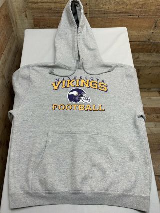 Vintage 90s Reebok Minnesota Vikings Gray Hooded Sweatshirt Hoodie Mens Medium
