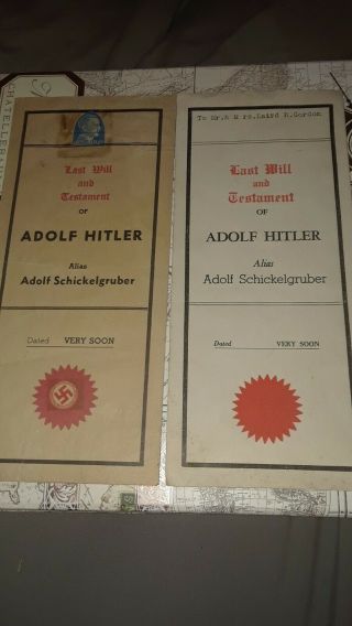 Last Will And Testament Of Adolf Hitler /us War Bond Anti Hitler Souvinier
