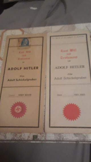 Last Will And Testament of Adolf hitler /US war bond anti Hitler souvinier 2