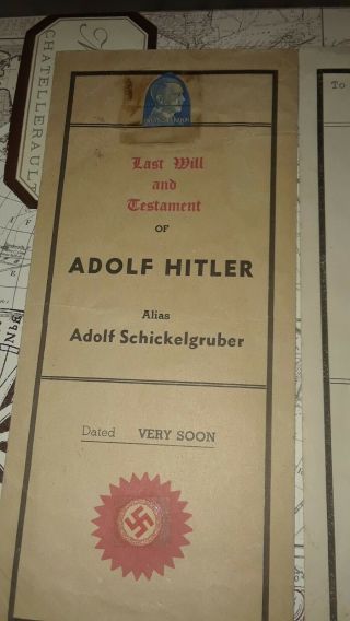 Last Will And Testament of Adolf hitler /US war bond anti Hitler souvinier 3