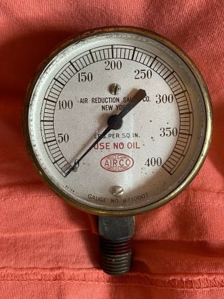 Vintage " Airco " Brass 400 Psi 3 " Air Pressure Gauge 8410007
