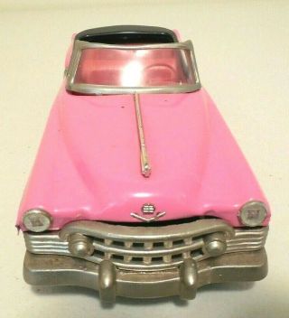Vintage 1950 Pink 2 - Door Cadillac Convertible Tin Friction Toy 10