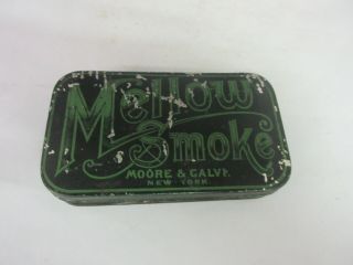 Vintage Advertising Mellow Smoke Flat Tobacco Tin Empty 184 -