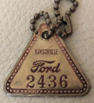 Vintage Ford " Rawsonville " Factory Tool Check Brass Tag; Uncommon