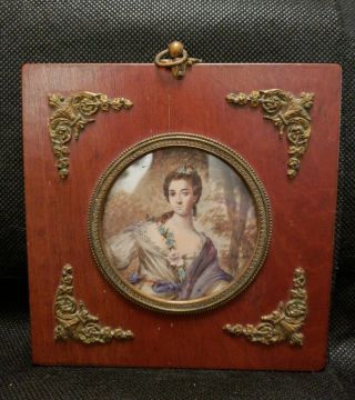 Antique Hand Painted Miniature Lady 1890s