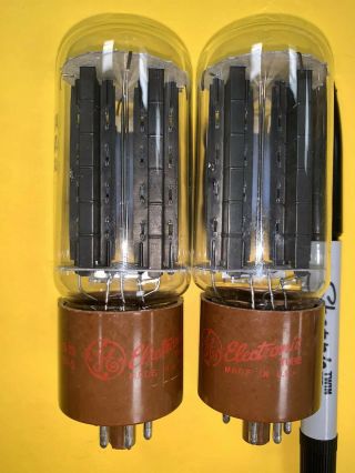 Matched Pair Vintage Ge 5r4gya Brown Base Blackplate Rectifier Tubes Usa 1963