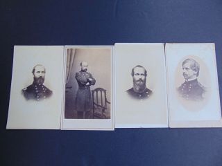 Four Antique Civil War Generals - Antique Cdv Photographs - Nathaniel P.  Banks