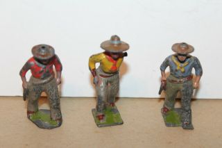 Three Vintage Toy Lead American Western Cowboy Figures