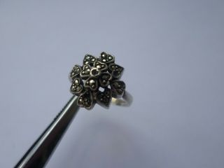 Vintage Petite Sterling Silver Marcasite Ring Uk Size M - Missing Stones