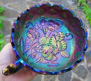 Imperial Pansy Antique Carnival Glass Electric Purple Amethyst Bowl Nappy Best