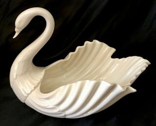 Large Vintage Lenox Fine China Porcelain Swan Bowl Made In The U.  S.  A.  Gold Stamp