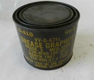 Vintage Vietnam War Military G - 410,  Gg - 3 1lb Can Graphite Grease March 1967