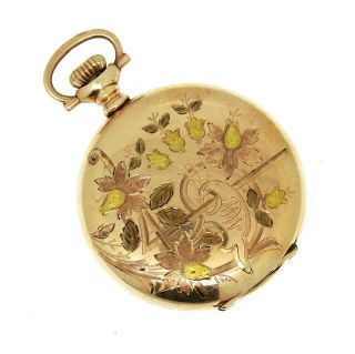 Antique Vintage Tri Color Gold Filled Elgin 254 Hunters Pocket Watch Circa 1910