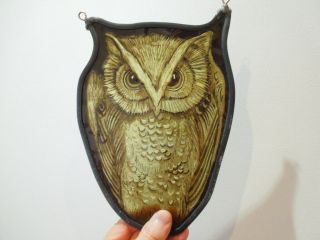 Vintage Stained Glass Fragment Of An Owl.